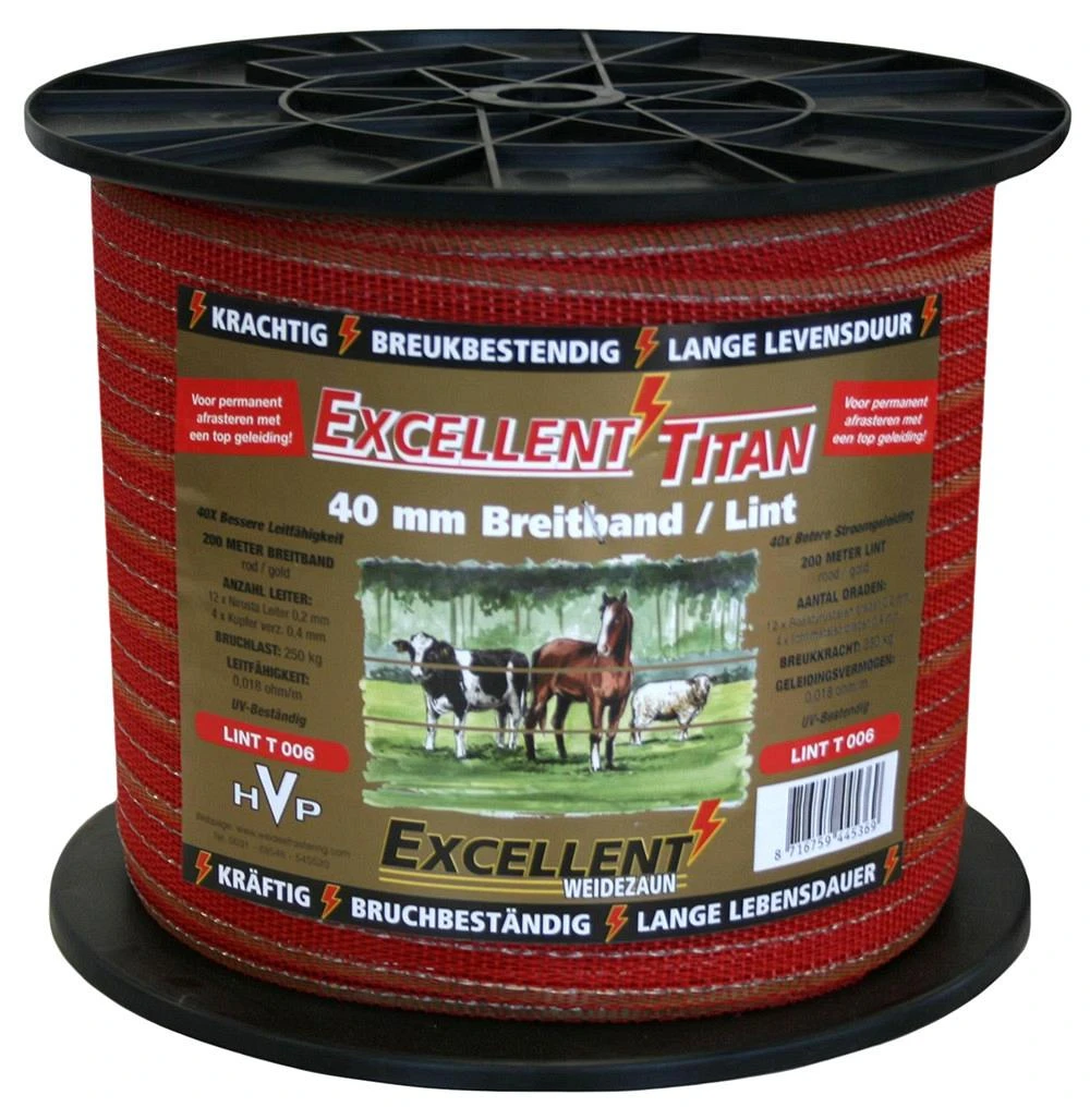 Lint Excellent Titaan 200 M / 40 Mm Rood/Goud 1 Lint Excellent Titaan 200 M / 40 Mm Rood/Goud